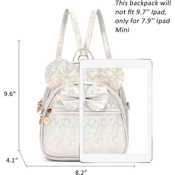 Bowknot Polka Dot Mini Backpack And Convertible Shoulder Bag Purse for Women - Picture 2 of 7